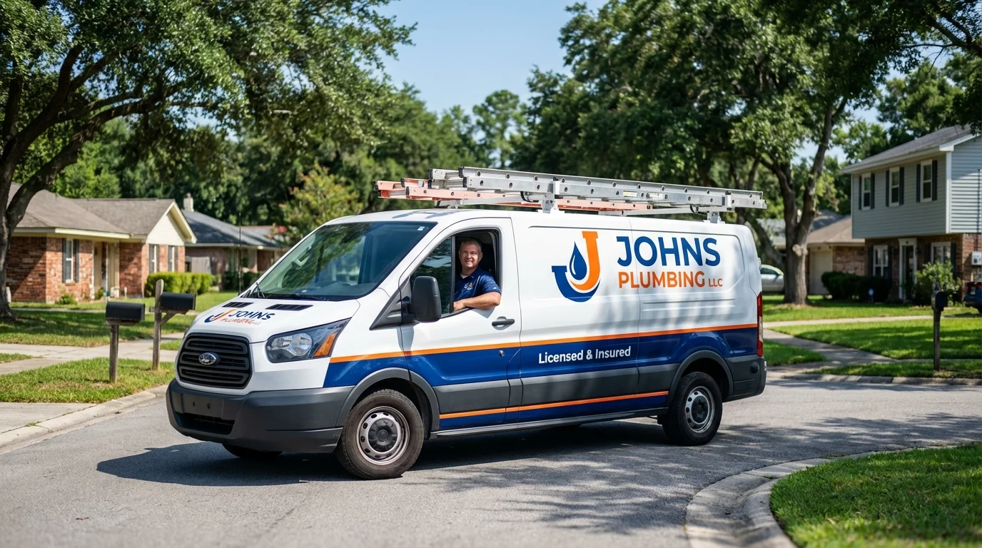 Johns Plumbing LLC service van in Central Point, OR