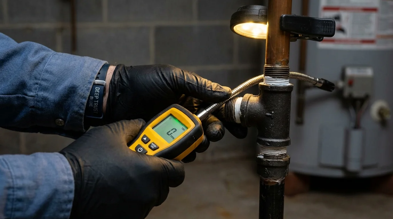 Gas leak detection with electronic sniffer by Johns Plumbing LLC in Central Point