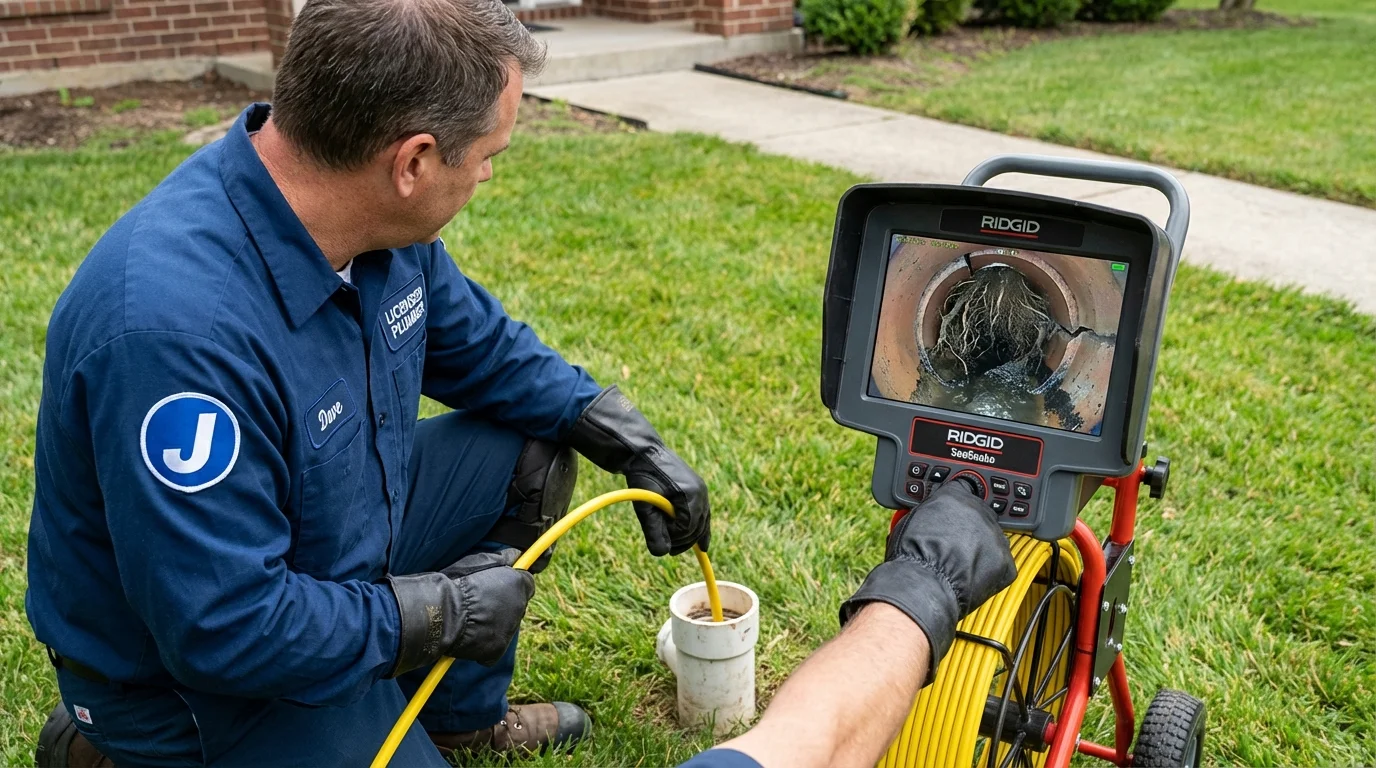 Sewer camera inspection being performed by Johns Plumbing LLC in Central Point